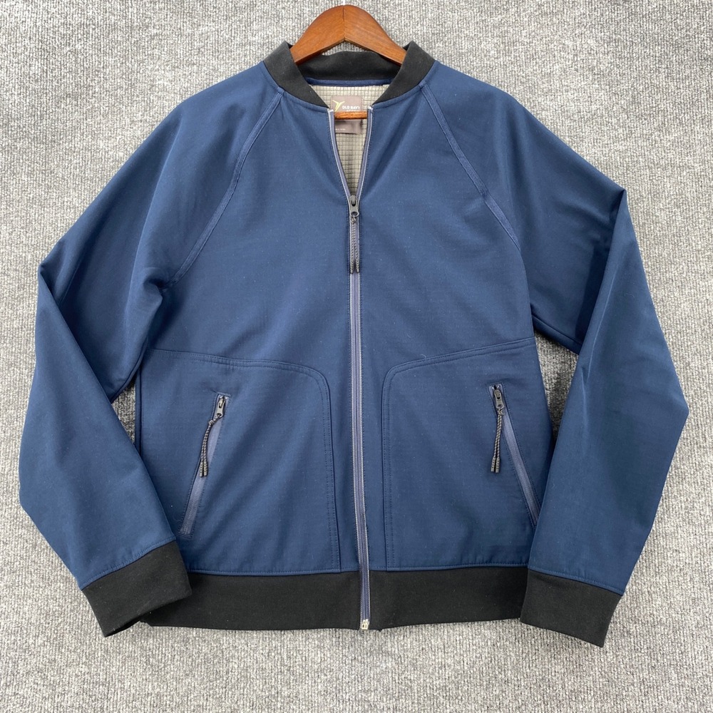Old Navy Active Bomber Jacket Mens Medium Navy Blue Full Zip Waffle Fleece Gorp